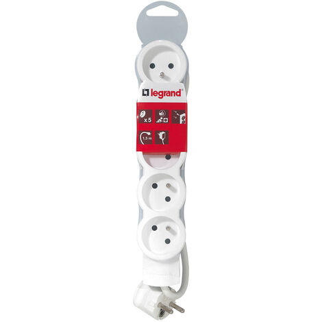 Legrand – Bloc multiprise 5 prises 2P+T – Longueur 1,5m – Sans câble ni interrupteur – Pour installations électriques professionnelles