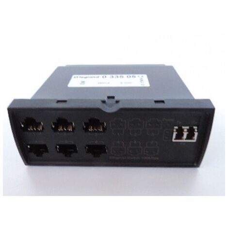 Legrand – Bloc switch Ethernet 6 ports RJ45 + 1 port optique 100Mbits/s – Coffret de communication pour baie de brassage – 33505