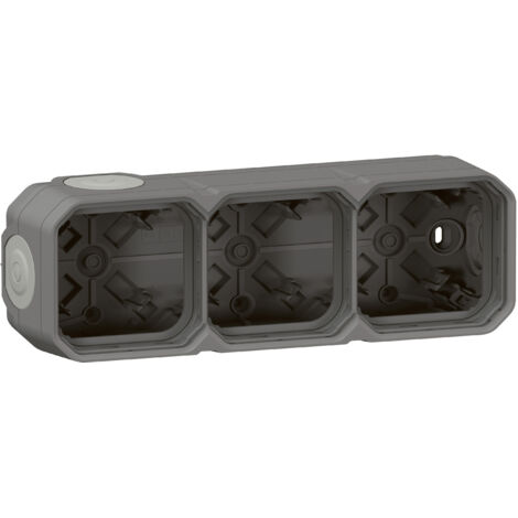 Legrand - Boîtier apparent 3 postes Plexo horizontal ou vertical - Gris