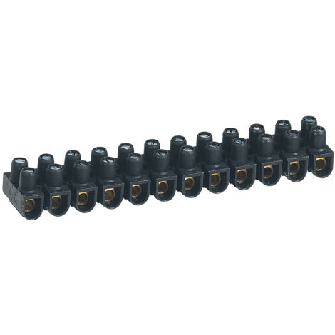 Legrand – Borne de raccordement Nylbloc 12 plots 6mm² – 41A – Tension 250V – Vis imperdables pour installation rapide – Noir