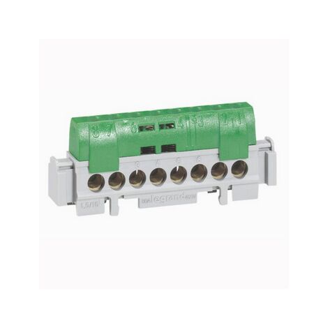 Legrand – Bornier de répartition isolé IP2X terre 1 connexion 6 à 25 mm² – Longueur 141 mm – Intensité 100A à 400V – 4835