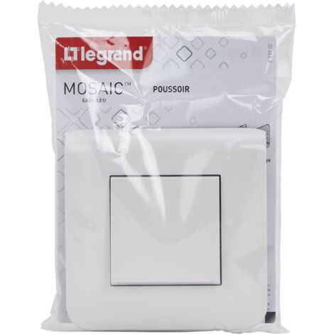 Legrand – Bouton poussoir 6A à vis complet – Mosaic blanc – Compatible tous supports – Installation rapide sans outil