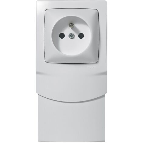 Legrand – Cadre saillie 1 poste avec prise de courant – Installation en apparent sur moulure 40x16mm – Prise 16A 250V – Couleur blanche RAL 9003