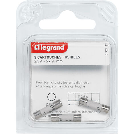 Legrand - Cartouches fusibles pour appareils électroniques - 5x20mm - 2,5A