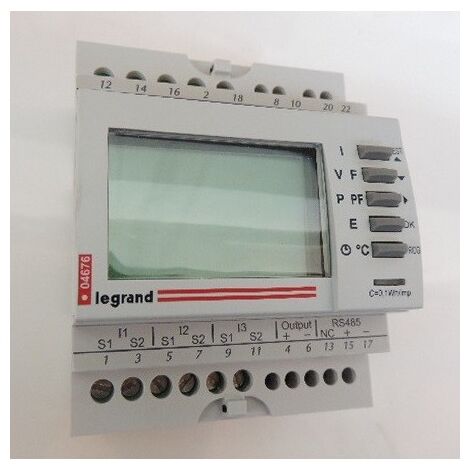 Legrand – Centrale de mesure d'énergie 63A modulaire avec écran LCD 4M – Sortie RS485 – Mesures 3P+N, 3P, 2P, 1P+N – 4676 - EMDX3