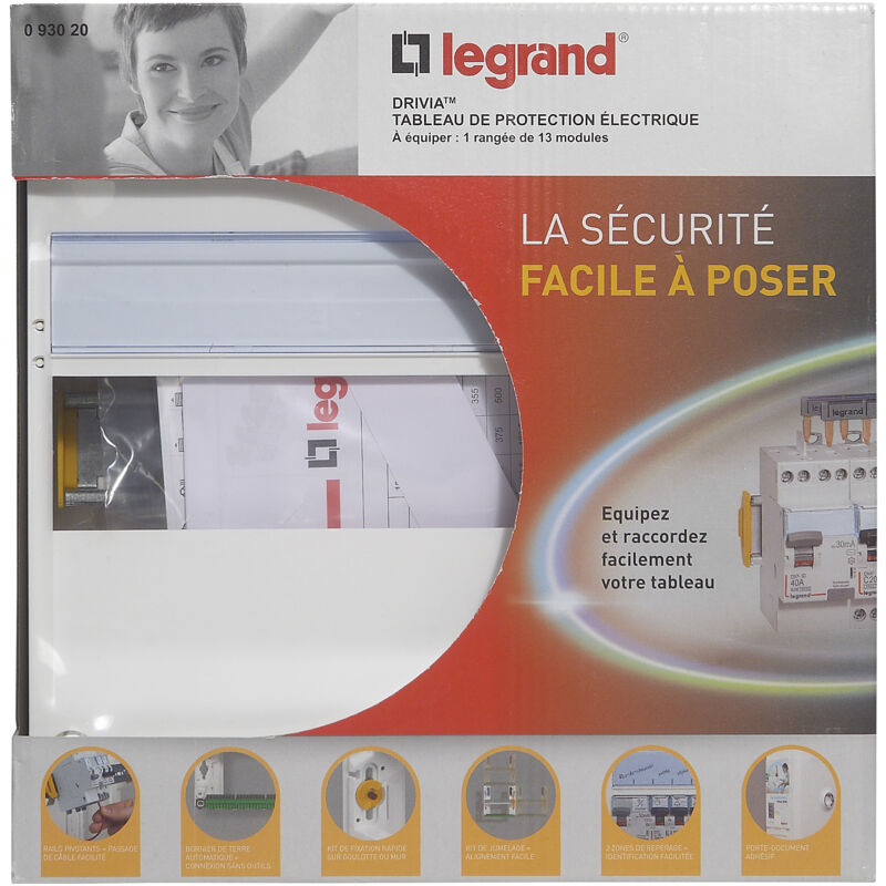 Coffret à équiper - 1 rangée 13 modules - 250x250x103,5mm - avec borniers - Legrand