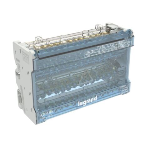 Legrand – Répartiteur pour tableau électrique 4888 – 4P – 125 A – 15 connexions – Fixation sur rail DIN – Installation facile