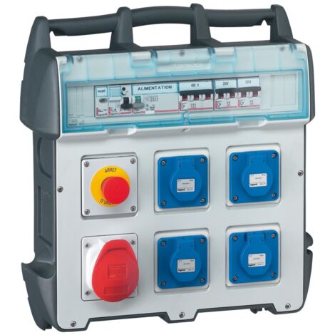 Legrand – Coffret provisoire P17 IP44 40A 400V – 4 modules NFC + 1 module 3P+N+T – Pour chantiers humides et espaces confinés