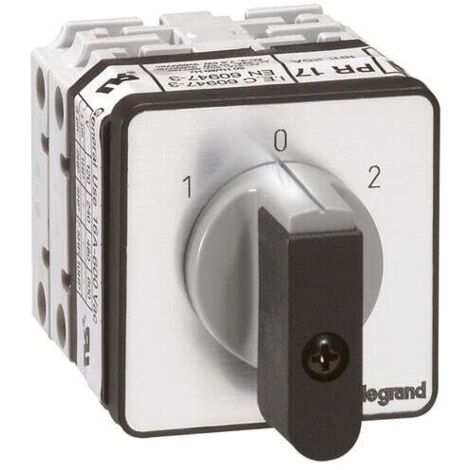 Legrand – Commutateur à cames inverseur 2P – 20A 690V – IP40 – Fixation par vis sur porte – Multi-positions pour circuits électriques