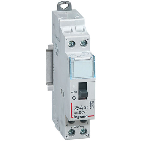 Legrand – Contacteur bipolaire silencieux 230 V 25 A – O + F pour chauffe-eaux – Compatible avec peigne d'alimentation – LEG412500