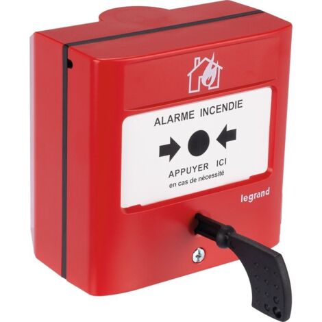 Legrand – Déclencheur manuel d'alarme incendie conventionnel standard – Alimentation 24V – Installation en saillie ou encastrée – LEG138012