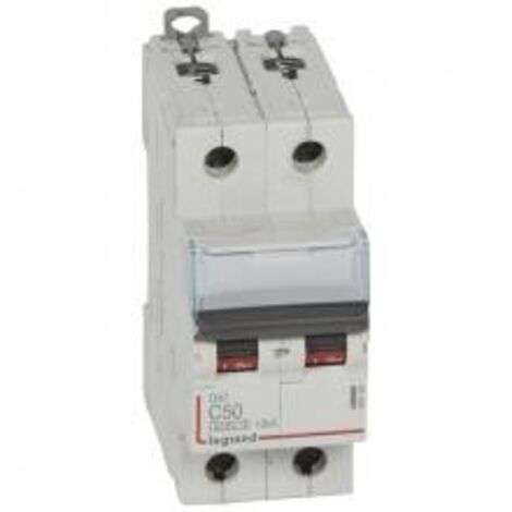 Legrand – Disjoncteur bipolaire 50A – Courbe C – 10kA – 2 modules – Arrivée haute et départ bas à vis – 230V à 400V