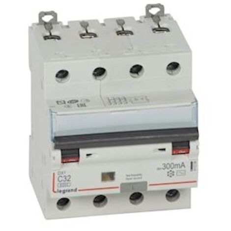 Legrand – Disjoncteur différentiel 32A – Courbe C 300mA – 4 pôles type AC – Protection circuits électriques – Indication visuelle ON/OFF