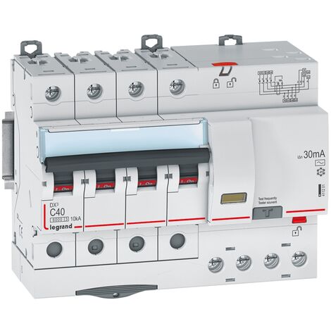 Legrand – Disjoncteur différentiel 40A 30mA 4 pôles courbe C – Tension 400V – Arrivée haute par bornes à vis – Départ automatique
