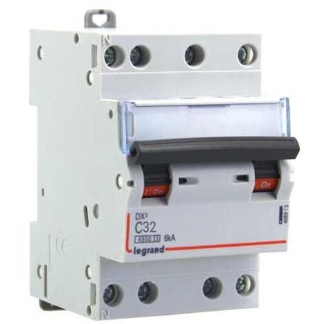 Legrand – Disjoncteur tétrapolaire 32A 6kA – Courbe C – Connexion à vis – Protection circuits électriques – Installation sur rail DIN