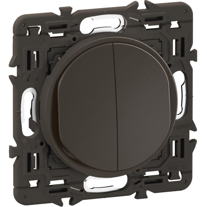 Legrand - Double interrupteur Céliane - Noir + support, à équiper d'une plaque