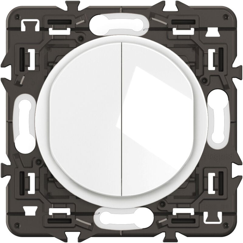 Legrand - Double interrupteur Céliane - Blanc + support, à équiper d'une plaque