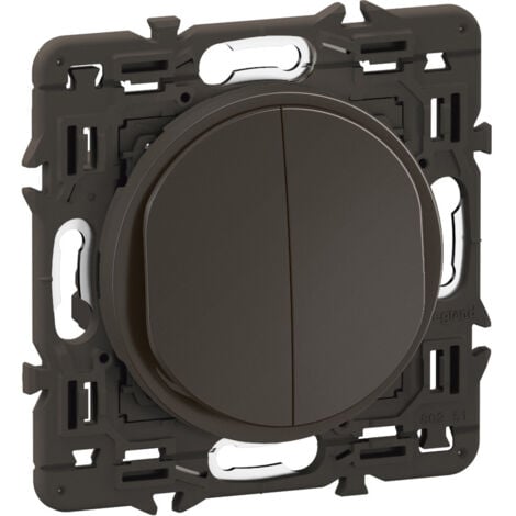 Legrand - Double interrupteur Céliane - Noir + support, à équiper d'une plaque