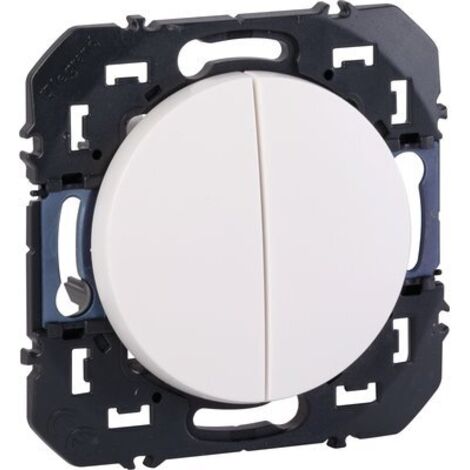 Legrand – Interrupteur va et vient double – Thermoplastique blanc – Installation encastrée ou saillie – Compatible avec plaques Dooxie