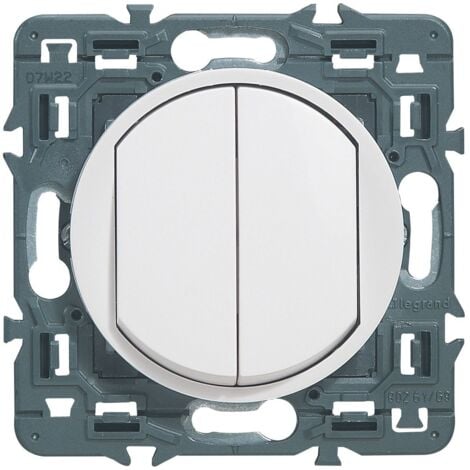 Legrand - Double interrupteur ou va-et-vient Céliane Soft 10A - Blanc avec support