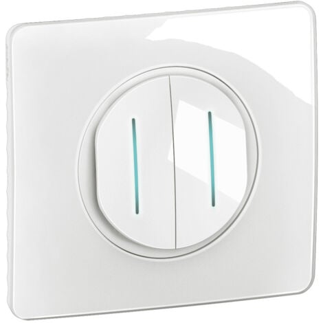 Legrand - Double interrupteur témoin Céliane 10AX - Enjoliveur Noir, support et voyant