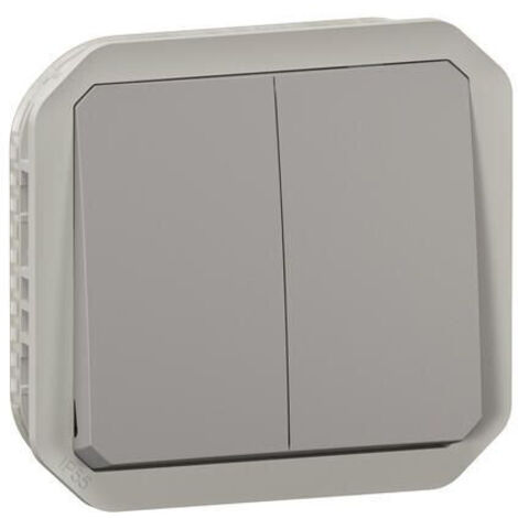 Legrand - Double interrupteur/Va-et-vient ou poussoir Plexo composable - Gris