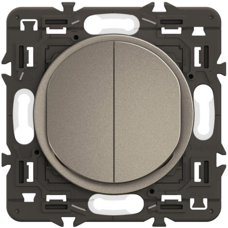 Legrand - Double poussoir inverseur Céliane 6A - Enjoliveur Titanium et support