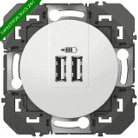Legrand – Double prise USB Type-A 600343 – 2 ports 3A 15W – Compatible plaques Dooxie – Installation encastrée ou saillie