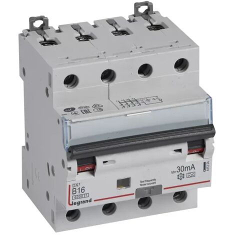 Legrand DX3 FI/LS-Schalter B-Charakteristik, 16A, 4-polig, 6kA, 30mA, Typ A, 400VAC, 4TE 411224