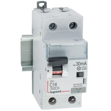 Legrand DX3 FI/LS-Schalter C-Charakteristik, 16A, 1P+N, 6kA, 30mA, Typ A, 230VAC, 2TE 411061