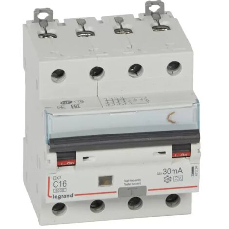 Legrand DX3 FI/LS-Schalter C-Charakteristik, 16A, 4-polig, 6kA, 30mA, Typ A, 400VAC, 4TE 411234