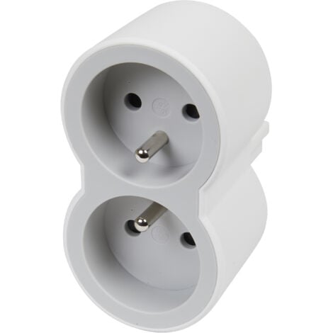 Legrand - Fiche biplite avec 2 prises 2P+T frontales 16A 3680W - Blanc/Gris clair