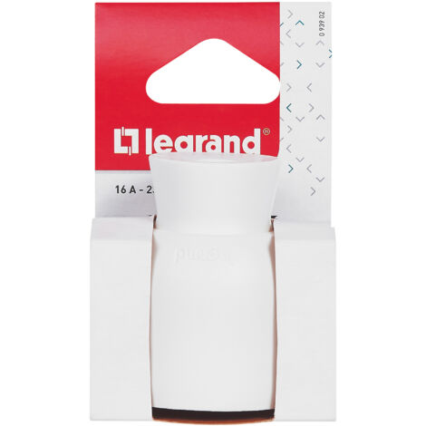 Legrand - Fiche femelle avec terre plastique - Sortie du câble par arrière - Blanc