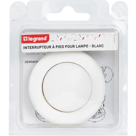 Legrand - Interrupteur 2A 250V avec commande au pied pour lampadaire - Blanc