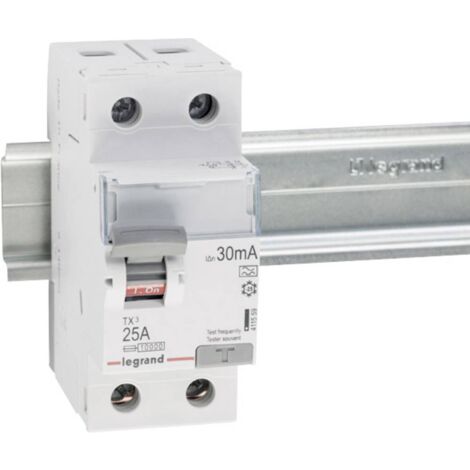 Legrand – Disjoncteur différentiel 411559 bipolaire 25A 30mA – Protection circuits électriques – Tension 230V – Normes IEC/EN 61008-1 - FI 25 A