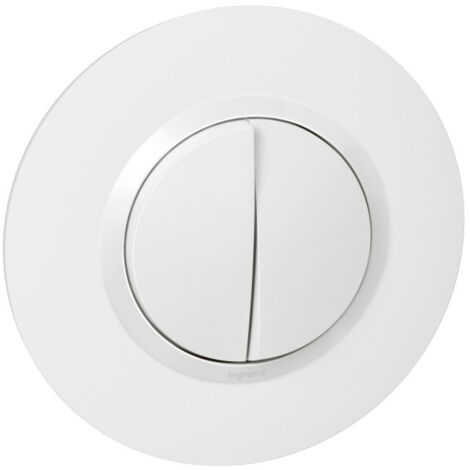 Legrand – Poussoir double va et vient blanc – Plaque ronde – Griffes – Installation facile pour électricité domestique – Tension 230V