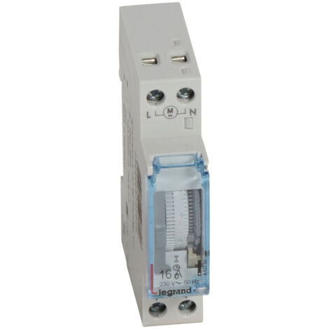 Legrand – Interrupteur horaire analogique programmable 230V – 1 module 16A – Programmation journalière par segments de 15 minutes – Cadran vertical