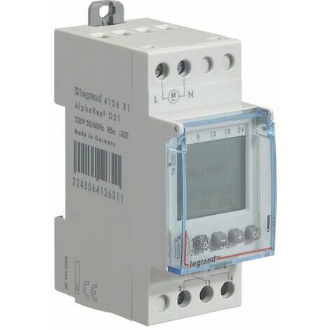 Legrand – Interrupteur horaire numérique 230V 50/60Hz – Programmation journalière et hebdomadaire – Précision ± 0,1 s/jour – Installation sur rail DIN