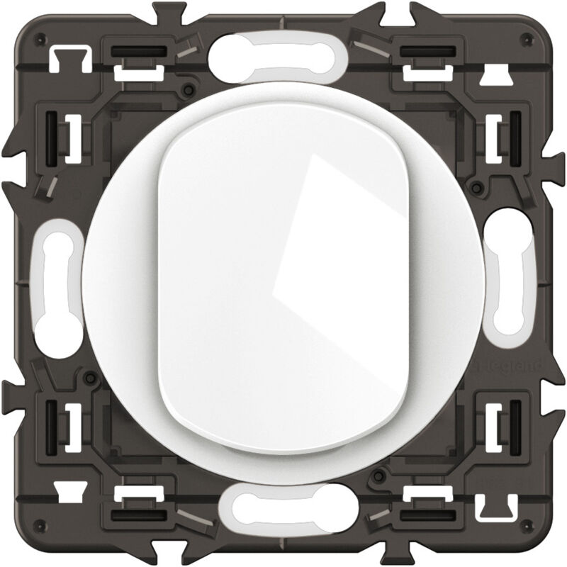 Legrand - Interrupteur lumineux + voyant Céliane Blanc + support, à équiper d'une plaque