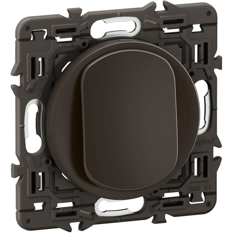 Legrand - Interrupteur lumineux + voyant Céliane Noir + support à équiper d'une plaque