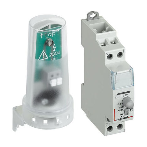 Legrand – Interrupteur modulaire crépusculaire 16A 250V – Réglage de luminosité 1 à 100000 lux – Pour éclairage extérieur automatique