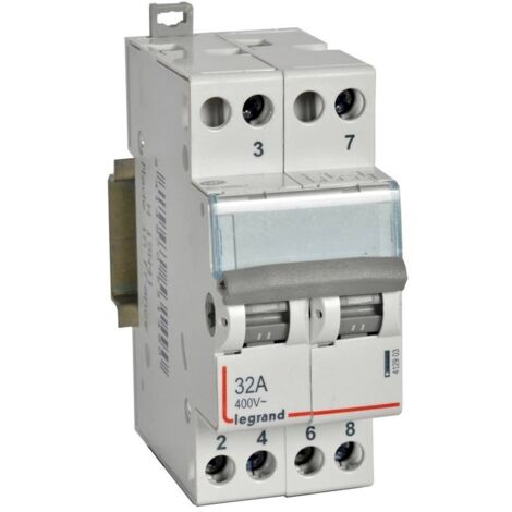 Legrand – Interrupteur modulaire double va-et-vient 250V 32A – Compatible lampes à ballast intégré – Porte-étiquette intégré pour circuits