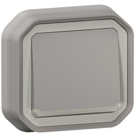Legrand - Interrupteur ou va-et-vient lumineux Plexo complet encastré et griffes - Gris