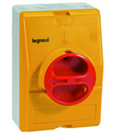 Legrand – Interrupteur sectionneur de proximité rotatif 3P triphasé 20A – Étanche IP65 pour installations extérieures – Cadenassable en position 0