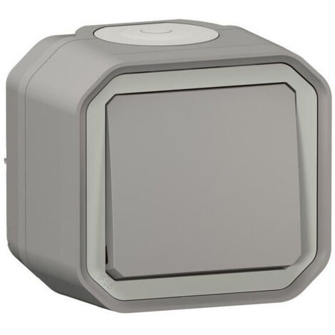 Legrand – Interrupteur va-et-vient 10A saillie étanche gris complet IP55 – Résistant aux projections d'eau – Installation intérieure et extérieure