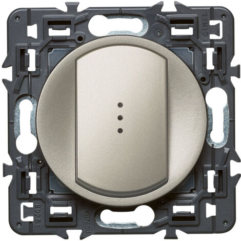 Legrand – Interrupteur va-et-vient lumineux 10A – Enjoliveur titane – Installation 2/3 fils – Pour espaces confinés – 99512 - SOFT 10 A