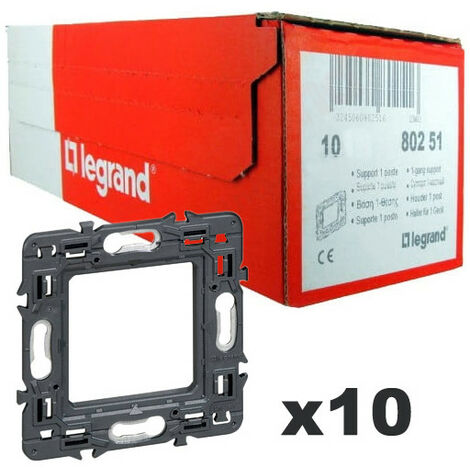 Legrand – Lot de 10 supports pour fixation à vis 1 poste – Supports bi-matière pour rigidité renforcée – Montage sur toutes boîtes à vis – Adaptation sur entraxe 57mm