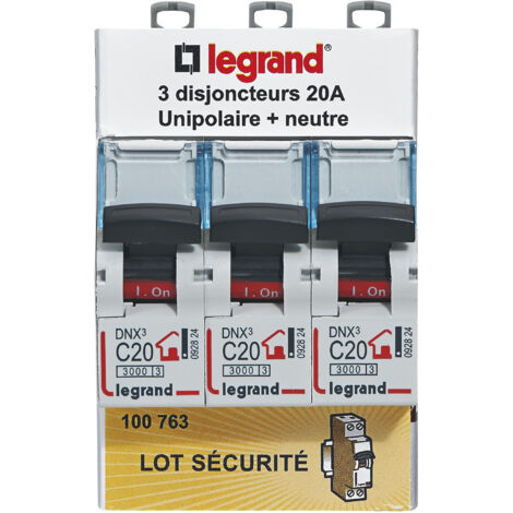 Legrand - Lot de 3 disjoncteurs DNX³ unipolaire + neutre 20A