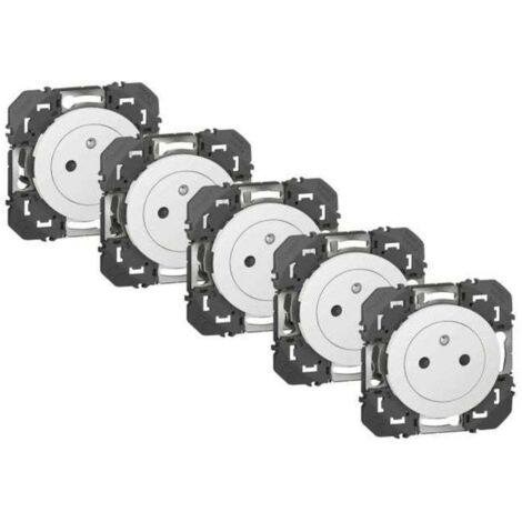 Legrand Lot de 5 prises avec terre Dooxie, LEGRAND, blanc