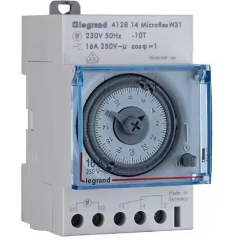 Legrand MicroRex W31, analoge Wochenzeitschaltuhr ohne Gangreserve, 230V 50Hz,1Kanal,3TE 412814